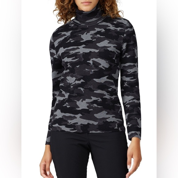 Aztech Mountain Camo Matterhorn Black Grey Wool Turtleneck Sweater Women's 2 Ski - Picture 1 of 10